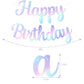 Beishida Iridescent Happy Birthday Banner - No Diy,10Feet,Pre-Strung-Glitter Happy Birthday Sign, Happy Birthday Garland,Happy B