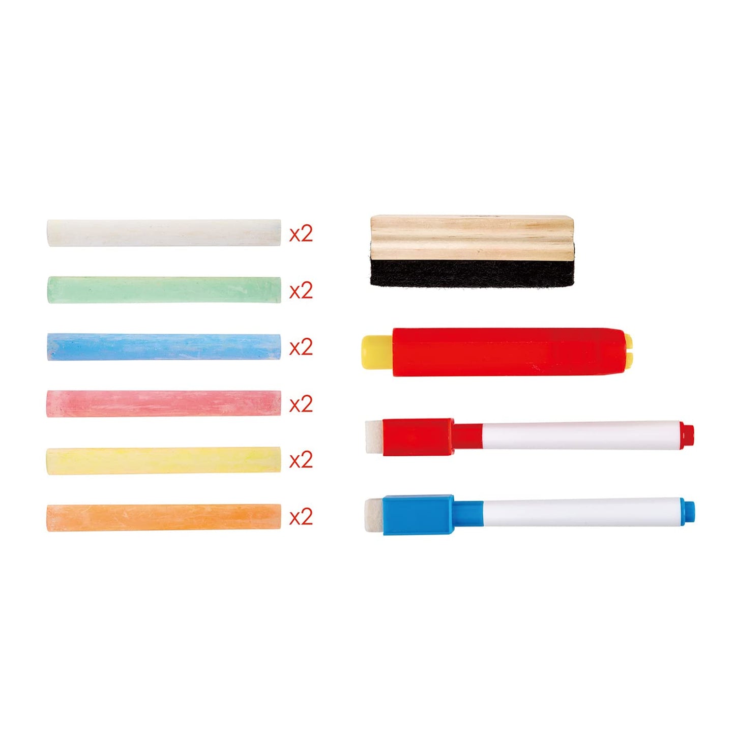 Hape Standing Flip Flat 2 Sided Kids Artwork Easel with Chalk Blackboard and Marker Whiteboard, Includes 4 Chalks, 2 Marker Pens