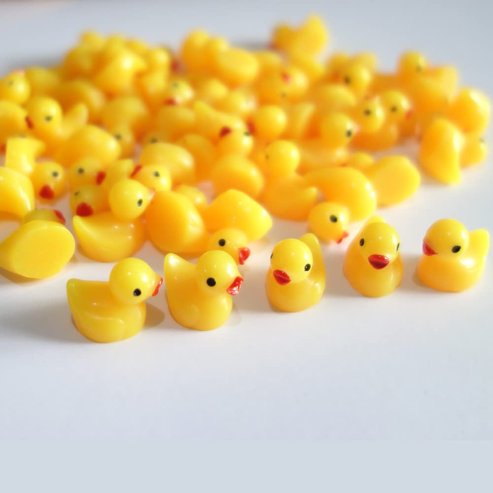 Kuanfine 60 Pcs Tiny Duck Figures Mini Resin Duck Miniature Bead Slime Charms for Dollhouse Garden Landscape Aquarium Decoration