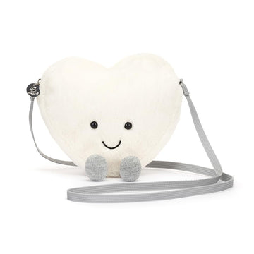 Jellycat Amuseables Cream Heart Plush Bag, 9 Inches | Crossbody & Shoulder Purse | Fun & Unique Handbag