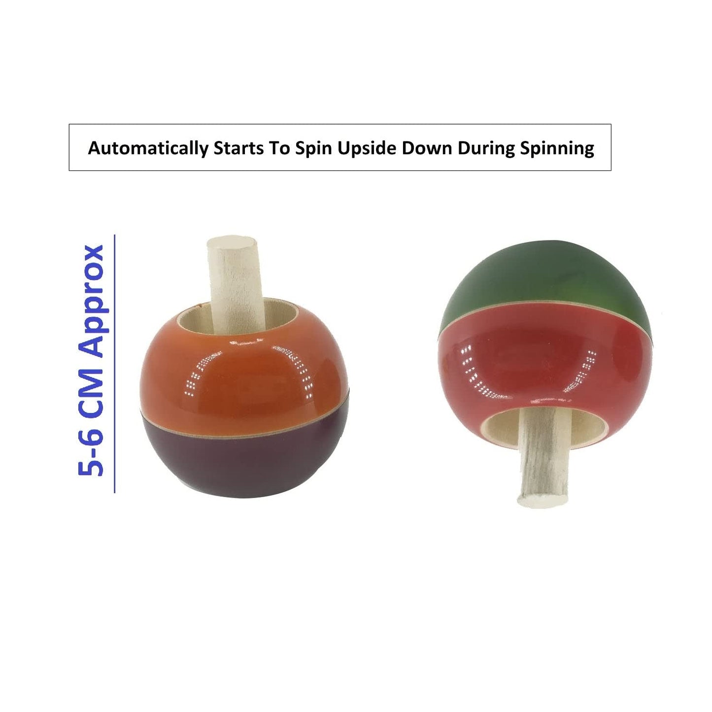 Aumni Crafts Vintage Kids Hand Spinning Wooden Tops Toys (Set of 2) Reversible Spinning Top And Spinner With String