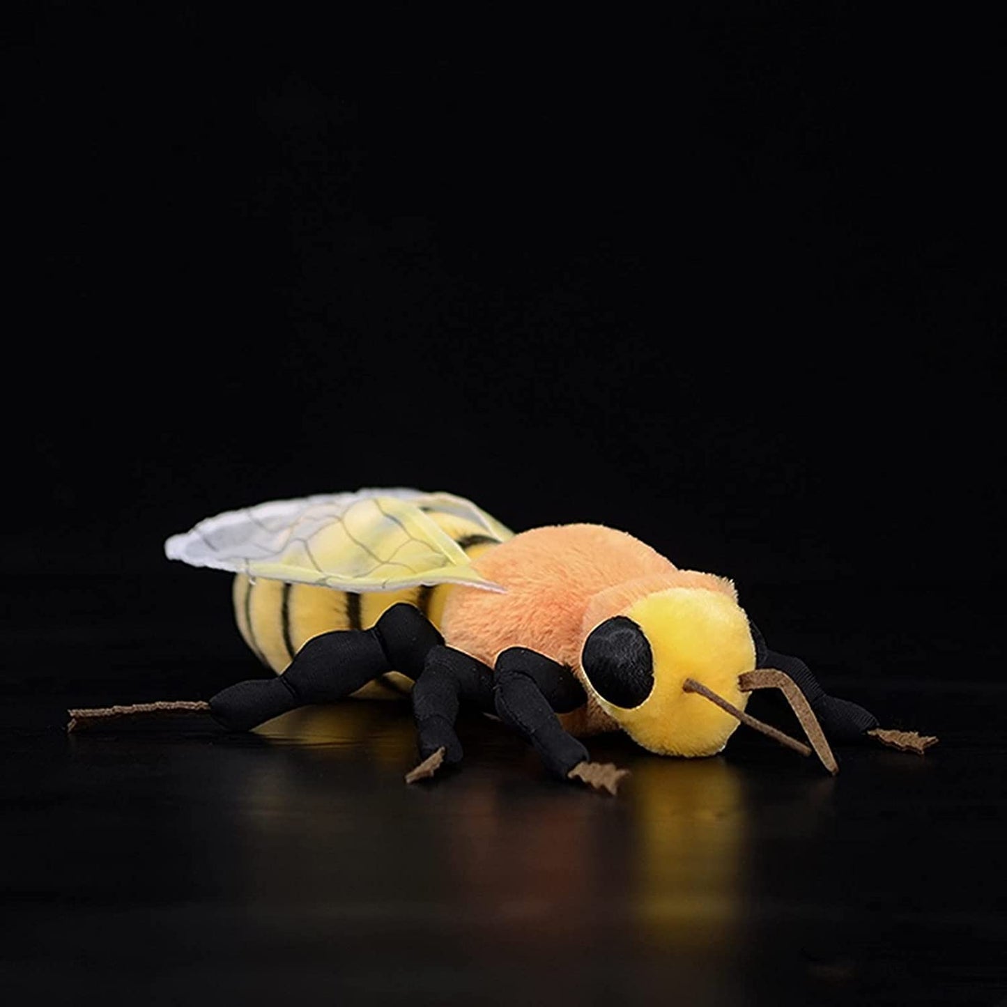 Zhongxin Made Large Bee Plush Toy - Lifelike Bee Stuffed Animals 16In, Realistic Bee Big Wings Toys, Simulation Bee Plushie Model Toy, Unique Plush Gift Collection For Kids