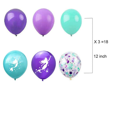 Morofme 22Pcs Mermaid Theme Balloons Mermaid Tail Balloon Sea Shells Confetti Latex Balloons Purple Teal Balloon Helium Foil Ocean Decorations For Girls Ocean Under The Sea Theme Party