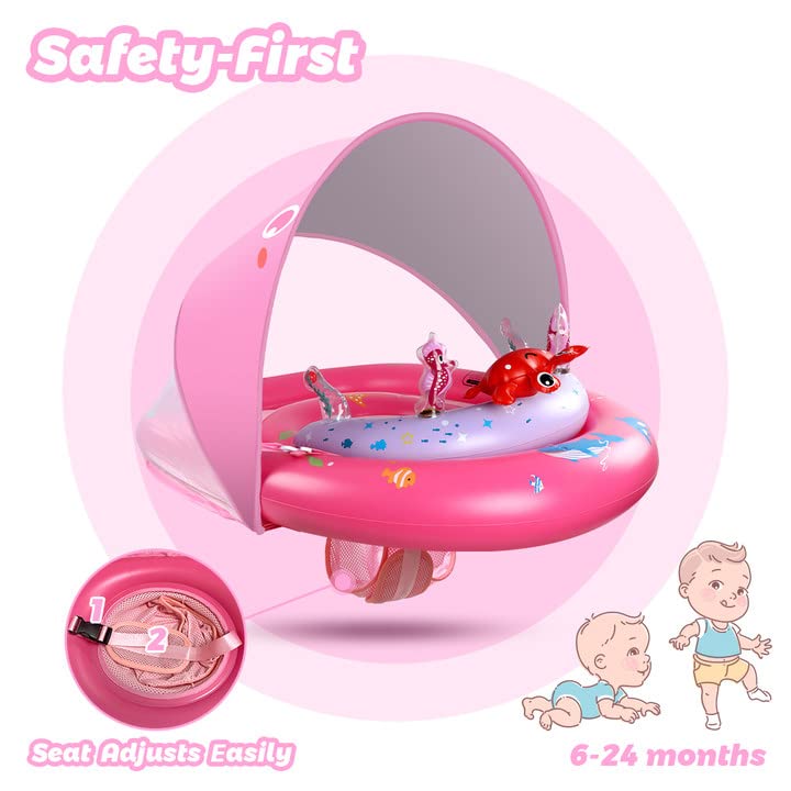 Laycol Baby Pool Float With Upf50+ Sun Protection Canopy & Toy Play Console