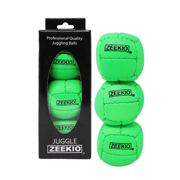 Zeekio Galaxy Juggling Balls - enhanced 12 Panel Genuine Leather Balls - 130g - 67mm - Pack of 3 (Neon Green)