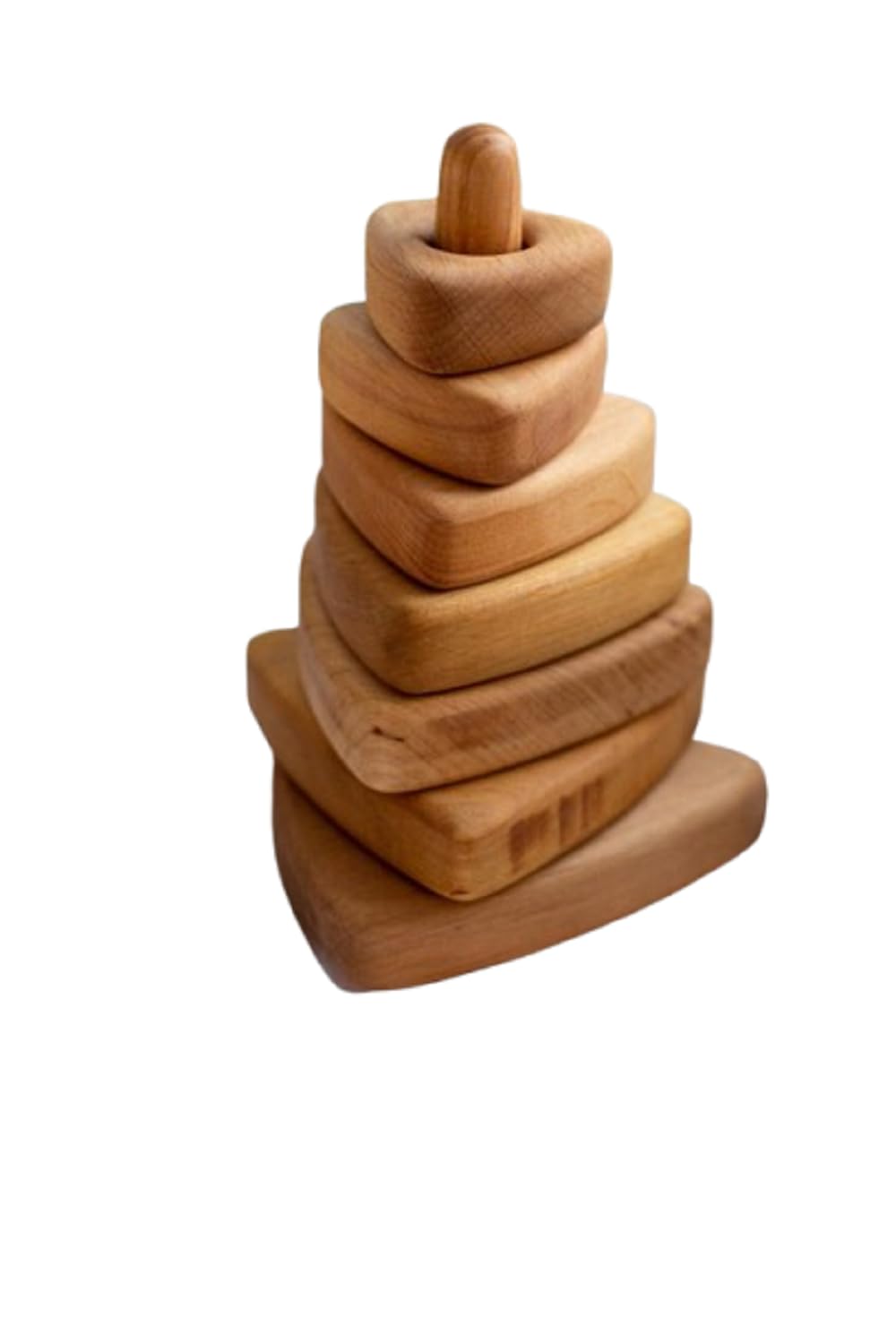 Kueo Wooden Stacking Rings Toy For Toddlers Montessori Learning Toy Natural Wood Stacker Educational Shape Sorting Ring Tower Ea