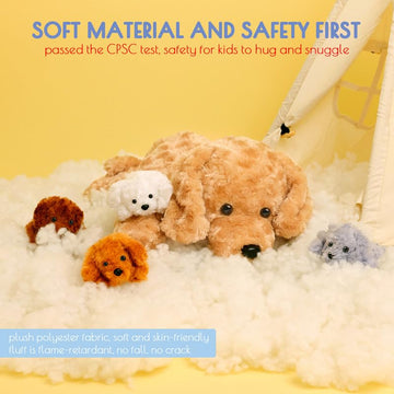 5 Pieces Dog Stuffed Animals For Girls,1 Mommy Dog With 4 Babies,Puppy Stuffed Animals Gifts For Girls 3 4 5 6 7 8 9 Years,Soft