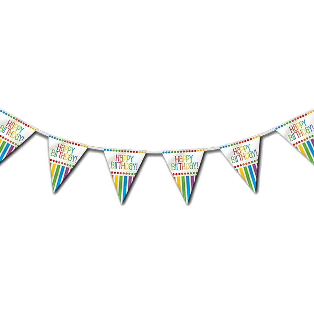 Rainbow Birthday Party Flag Banner - 12 Ft, 1 Pc