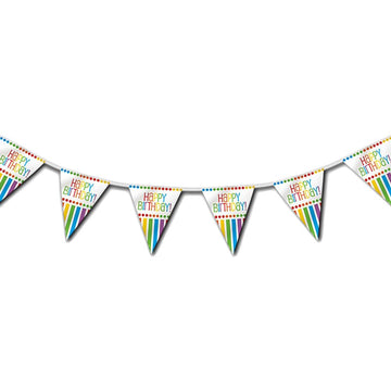 Rainbow Birthday Party Flag Banner - 12 Ft, 1 Pc