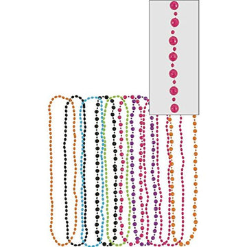 Retro Vibes 80's Party Beads - 30'' (Pack of 10) - Assorted Colors Plastic Hip Throwback Necklaces - Perfect for Theme Parties,