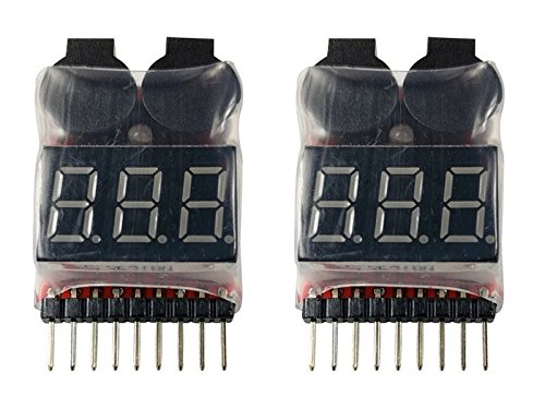 Apex Rc Products 2 Pack Lipo Battery Voltage Checker Alarm Led 1-8 Cell 1655