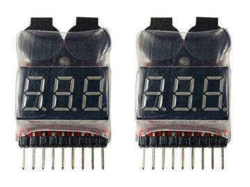 Apex Rc Products 2 Pack Lipo Battery Voltage Checker Alarm Led 1-8 Cell 1655