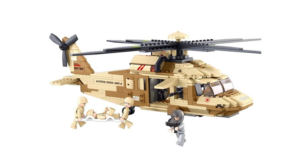 Sluban Military Blocks Army Bricks Toy – Black Hawk Helicopter (M38-B0509)
