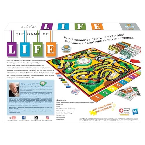 The Game Of Life With 1960 Artwork & Gameplay, Winning Moves Games Usa, Classic Game: Original 1960'S Version, Spinner, Mountains, Insurance, Career Options, Marriage, Etc. 2-6 Players Age 10+