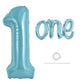 Toniful 40 Inch Giant Light Blue Number 1 Balloon,Mylar Foil Script Cursive Letter 1 Balloon Banner For Boys Girls Kids First Bi