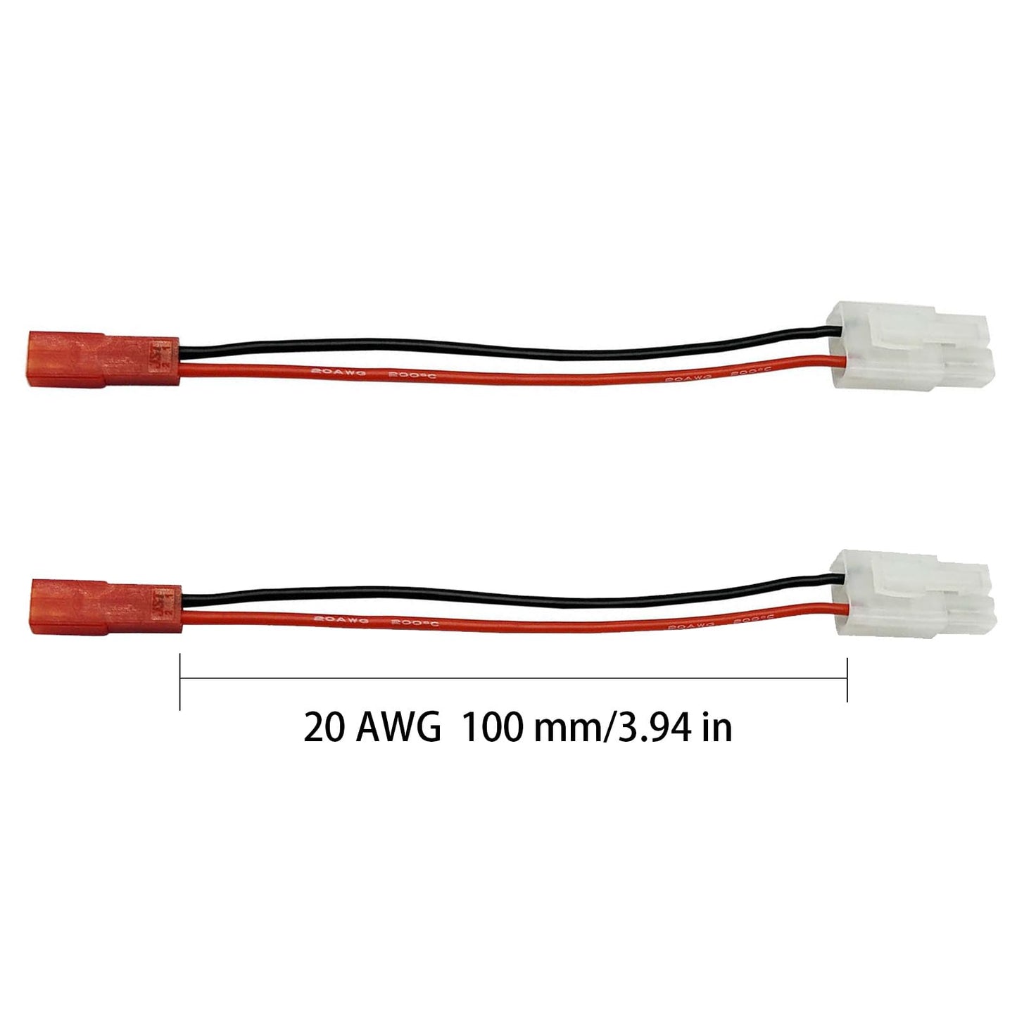 2pairs Compatible with Tamiya to JST Male Female Adapter with 10cm 4in 20awg Wire for RC FPV ESC Speed Controller Lipo Battery C