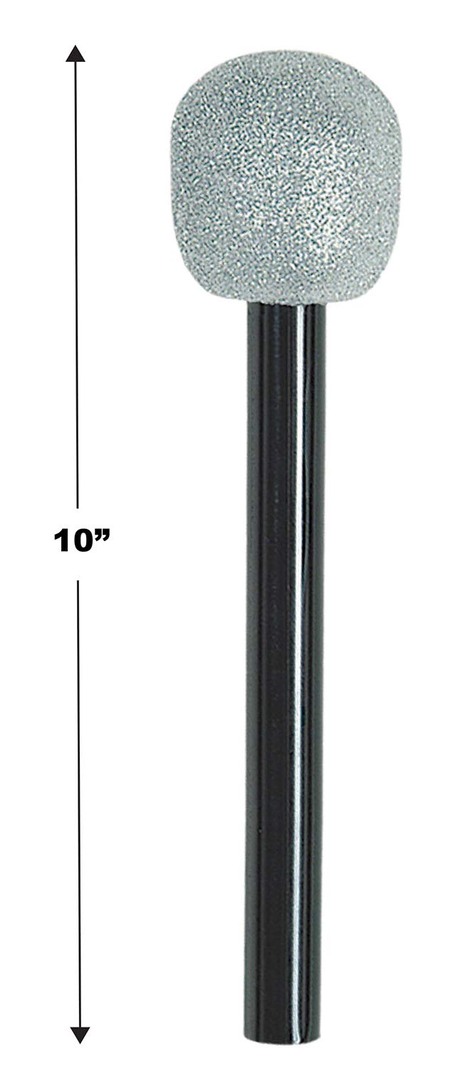 Beistle Silver and Black Glittered Microphone