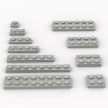 300 Piece Light Gray Building Plate Bulk Assortment Pack, Light Gray Small Base Plate Accessories For Building With 12 Size, Com