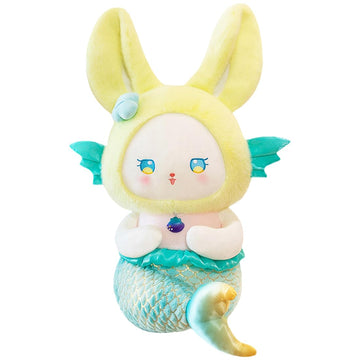 Elainren Cute Mermaid Shape Bunny Plush Toy Cuddle Blue Mermaid Fish Stuffed Marine Doll Gifts/14 ' '