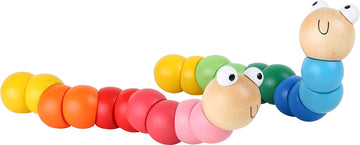 Small Foot Wooden Toys Baby Caterpillar Wood Flexible Motor Skills Training Toy Assorted 14Piece Display Designed For Children 1
