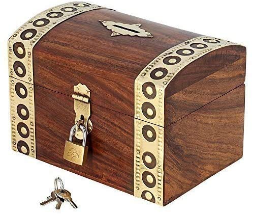 Iblay Coin Bank Money Saving Box - Banks For Kids & Adults - Wood Vacation Piggy Bank (Design_3)