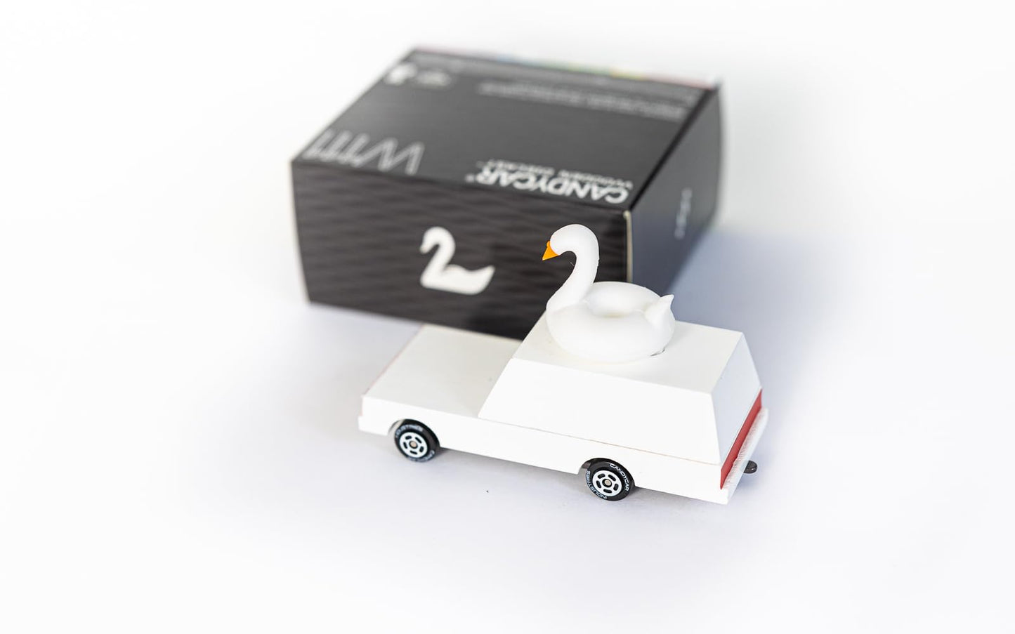 Candycar Wooden Diecast Collection - White Swan Wagon, Premium Handcrafted Beech Wood Toy Car