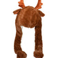 Joyhy Kids Adults Plush Hat Ear Moving Ear Flap Hat With Paw Brown Reindeer