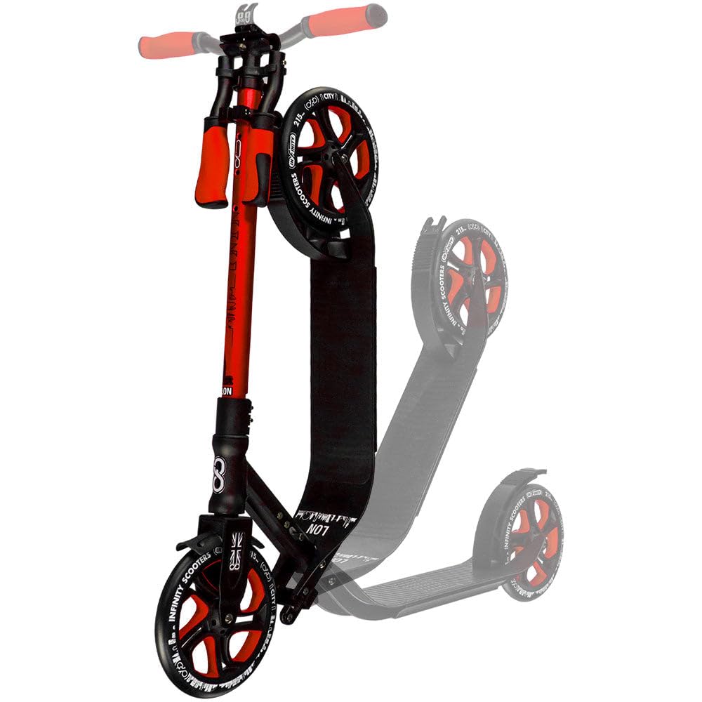 Crazy Skates Foldable Kick Scooter - Kick Scooters For Adults, Teens And Kids With Carrying Strap - Fast Folding, Adjustable Handlebars And Lightweight - London Scooter (Lon) - Red