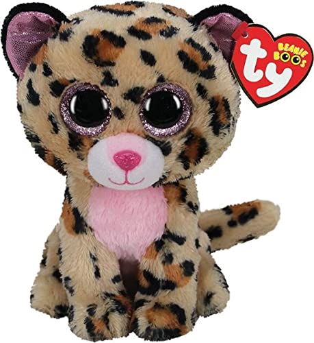 Ty Livvie Leopard Beanie Boo Plush Stuffed Animal, 15cm, Multi-coloured, Model 36367