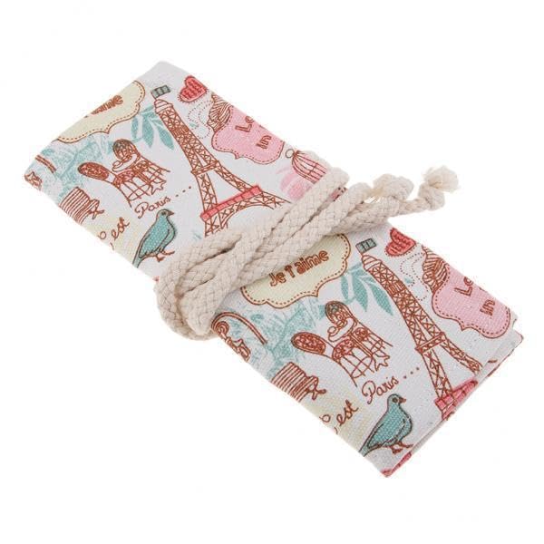 SNAPPSY 3xCanvas Pencil Bags Case Painting Brush Pouch Roll Up Holders Tower 12 Holes