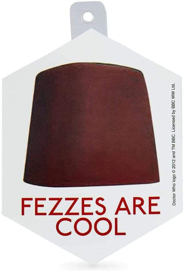 Doctor Who Sticker: Fezzes are Cool - Eleventh Doctors Red Fez 4-Inch Vinyl Sticker - Graphic Print White Sticker Decal for Wal