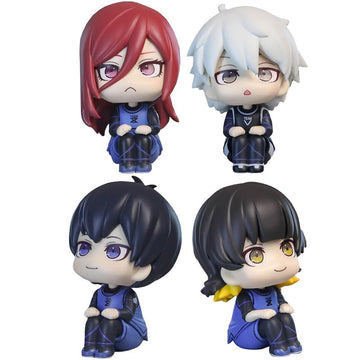 Puruuige 4Pcs Nagi Seishiro/Chigiri Hyoma/Isagi Yoichi/Bachira Meguru Figure Anime Look Up Figurine 3.9'' Pvc Cute Q Version Act