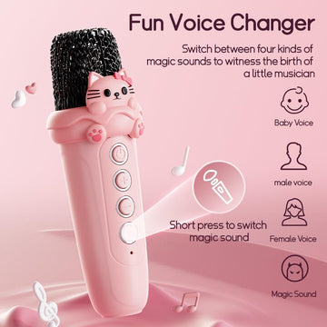 Karaoke Machine With 2 Wireless Microphones For Kids Adults,Portable Bluetooth Speaker Girls Toddlers Toy Gift For Aged 3-12 Yea