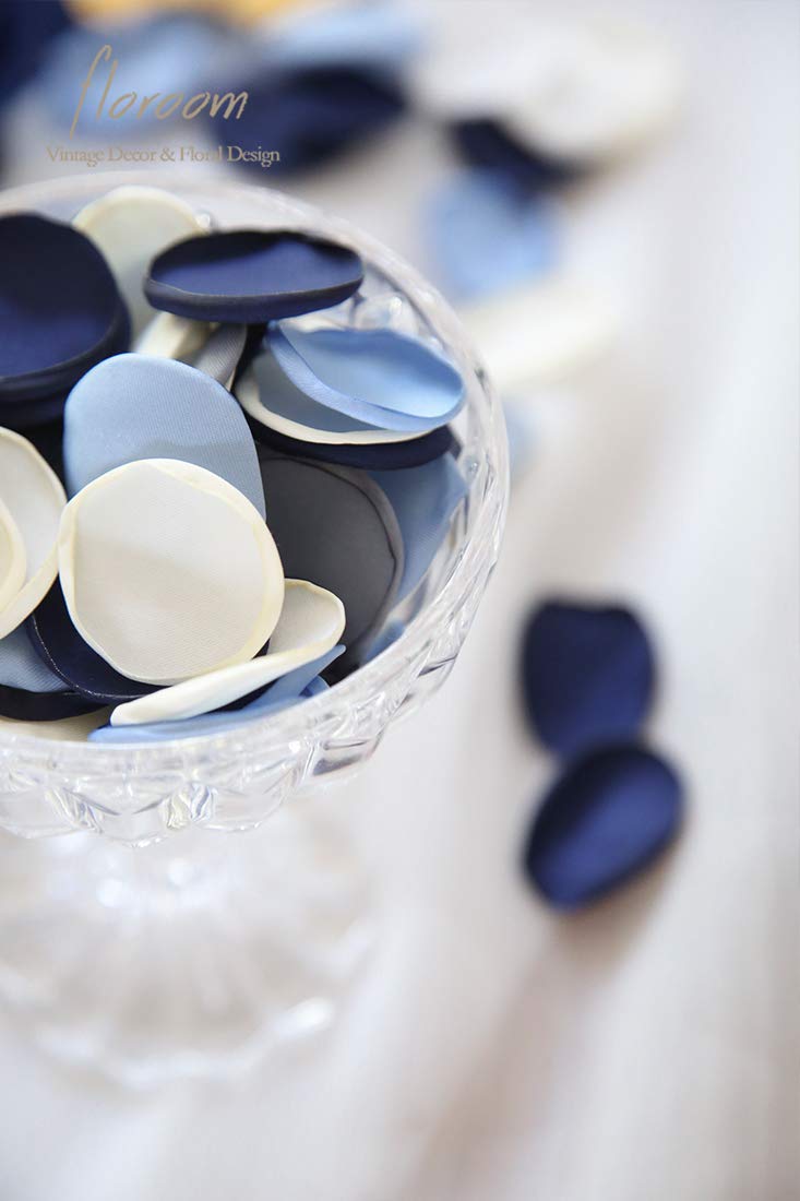 Floroom 500pcs Rose Petals Dusty Blue Navy Faux Silk Flower Petals for Wedding Flower Girl Basket Aisle Scatter Dinner Table Cen