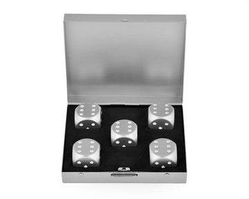 DS. DISTINCTIVE STYLE Aluminum Alloy Dice 5 Pieces 16mm Portable Metal Dices with Square Case 6 Sided Dice for Drinking Party Ga