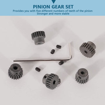 WEISHUJI 48P Pinion Gear Set, 3.175mm Shaft Hole 18T 19T 20T 21T 22T Pinion Gear with Screw Driver for Arrma HPI Kyosho Losi Axi