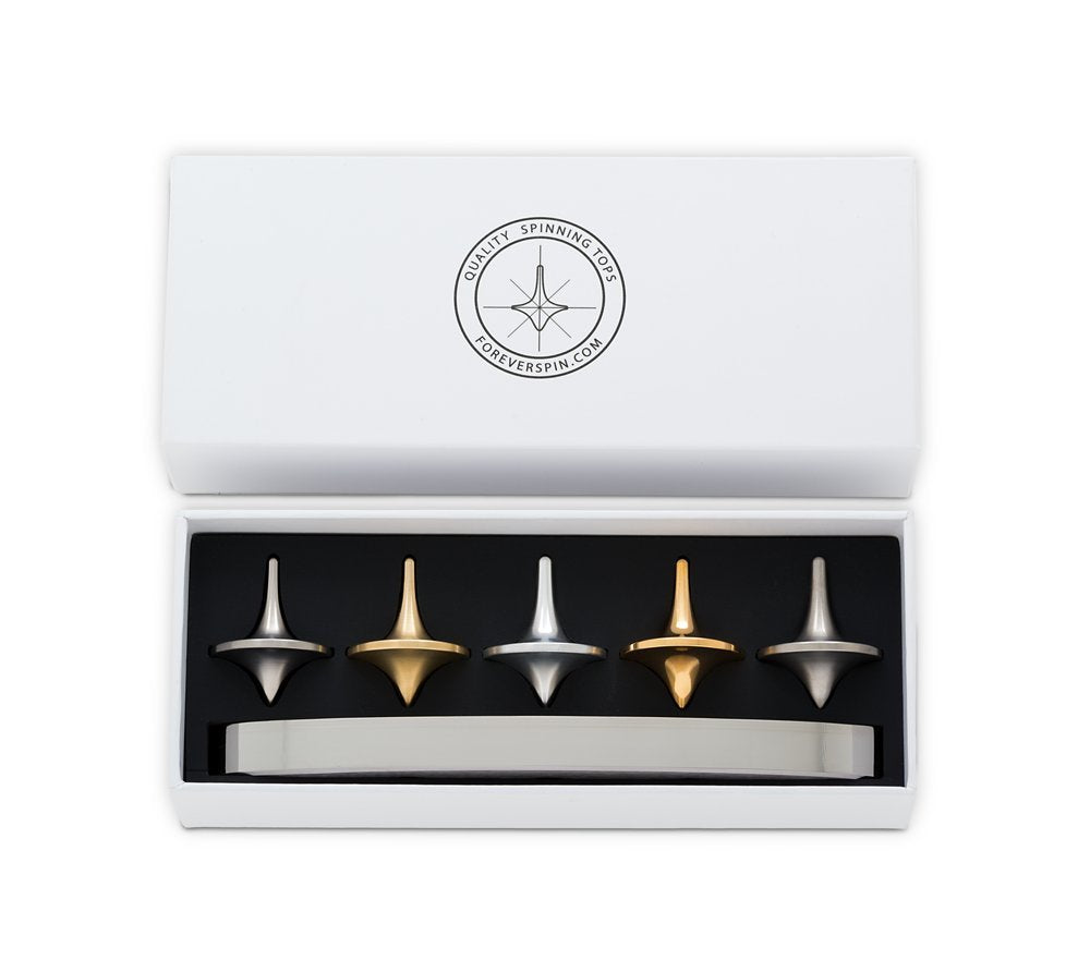 Foreverspin Mini Metal Museum(5 Unique Tops, 1 Dock) - World Famous Spinning Tops