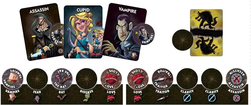 Bezier Games One Night Ultimate Vampire Party Game – Fast-Paced, Multi-colored, Cardboard, Model ASM099V