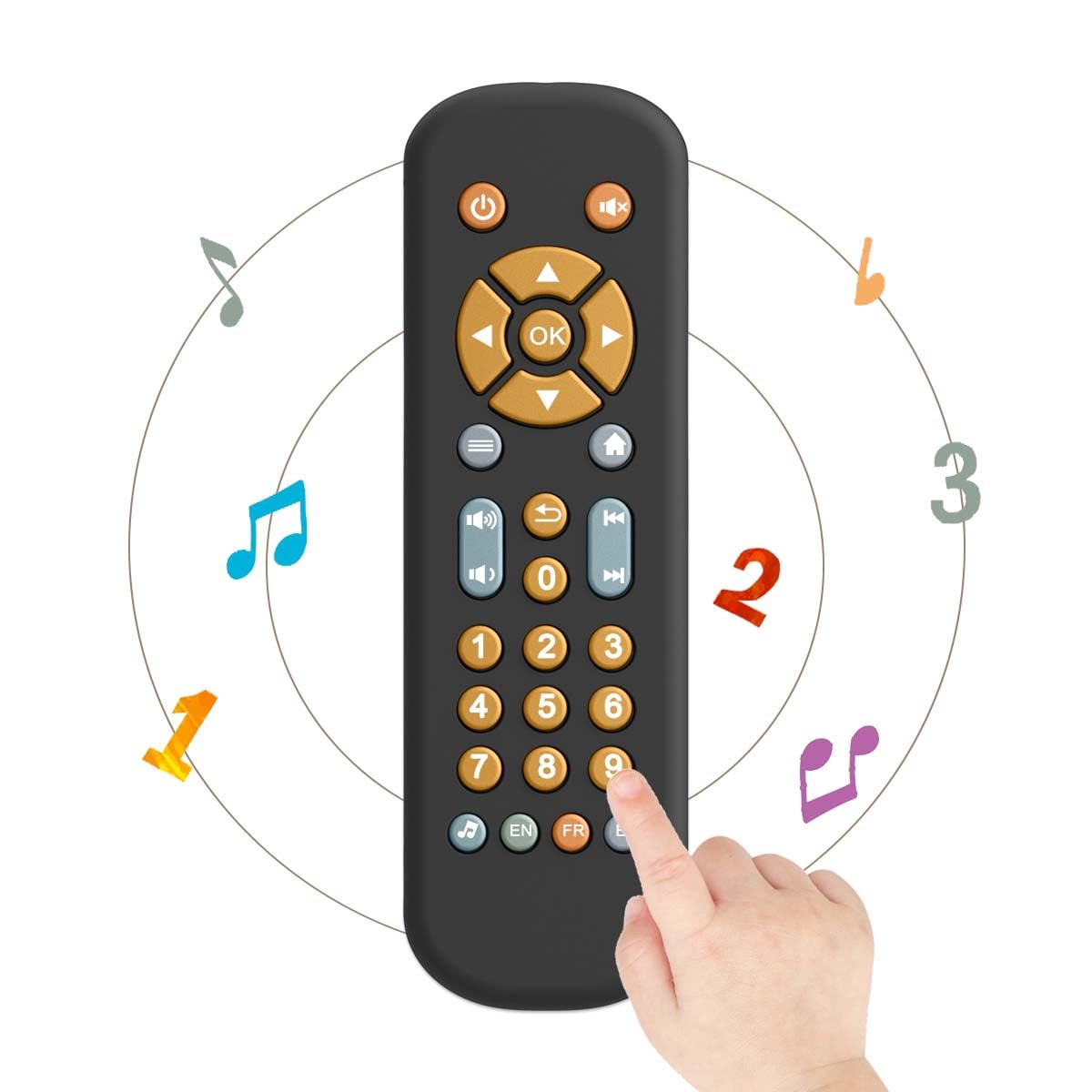 Koesmg Baby Tv Remote Control Toy With Light And Sound, Early Educational Music Toy With English/French/Spanish, Gift Toy For 6