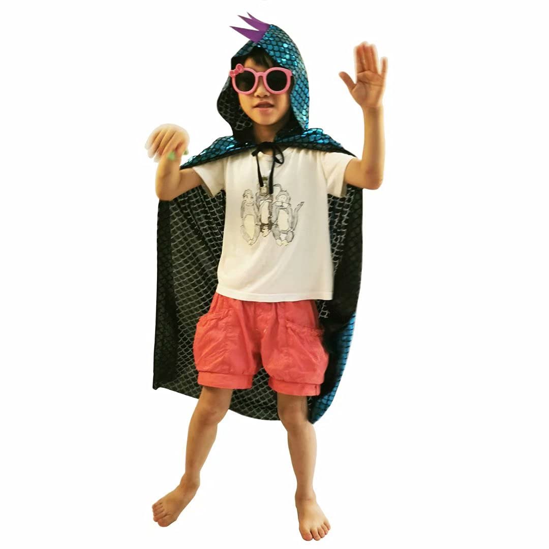 Qiaoniuniu Dinosaur Costumes Blue Dragon Cape Halloween Dress Up Clothes 3-8 Years Old