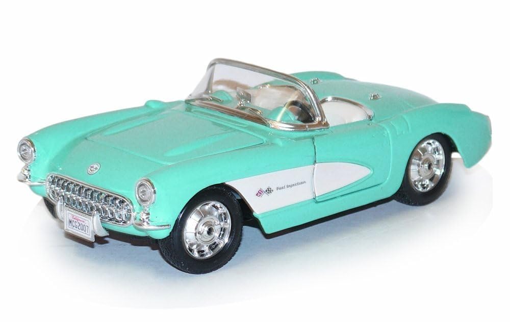 Maisto 1/24 Scale Diecast Model Toy Car - 1957 Chevy Corvette Convertible, Turquoise Special Edition, Model 31275
