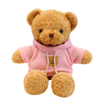 Galatee Cute Teddy Bear Plush Stuffed Animal, Teddy Bear With Coffee Hoodie, Gifts For Children(15.7'' Pink)