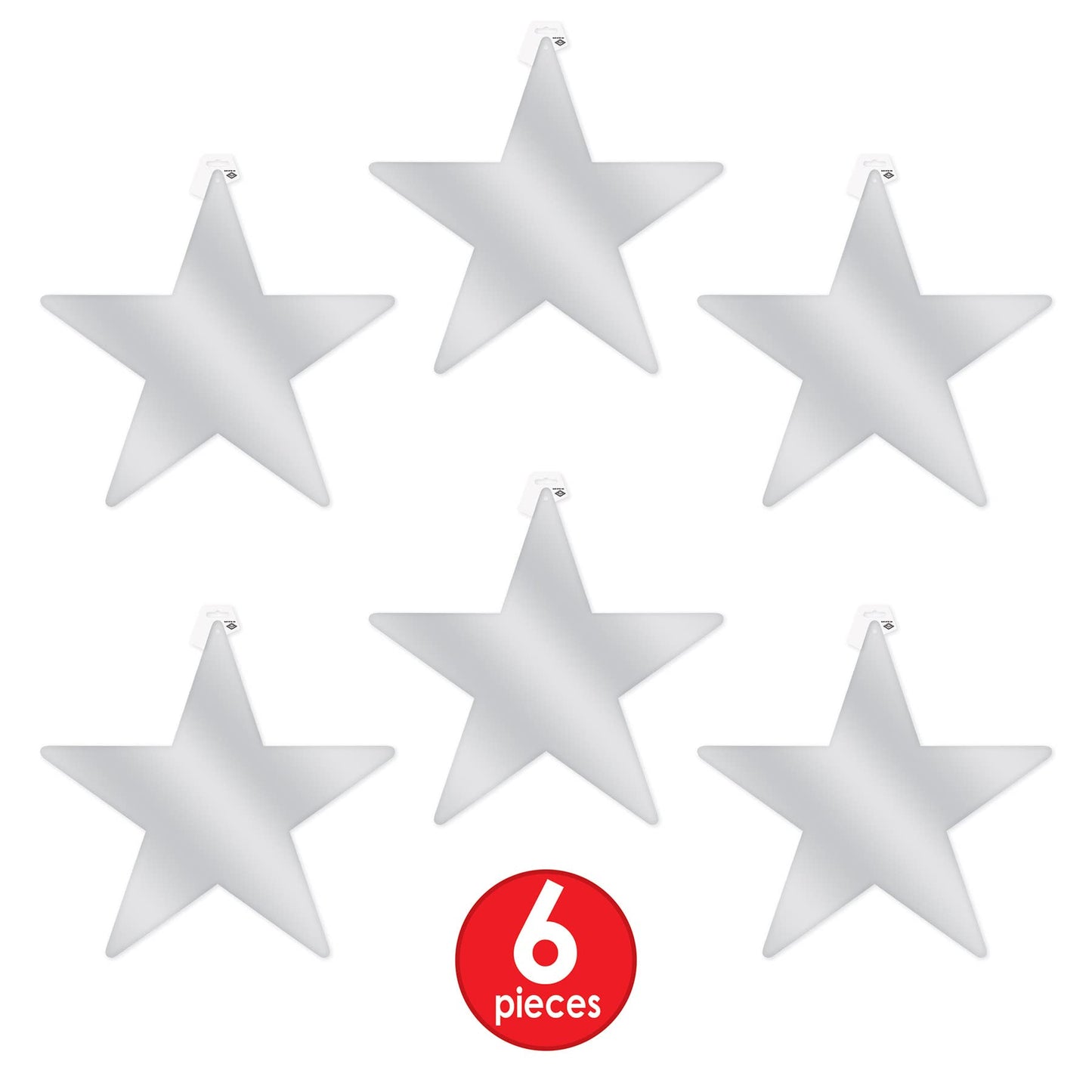 Beistle , 6 Piece Jumbo Foil Star Cutouts, 20 (Silver)