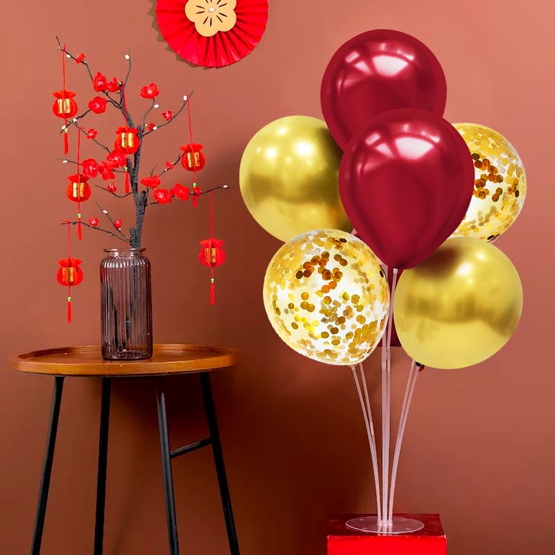 Zjdhpty Red And Gold Balloon Stand Centerpiece Table Decorations For 49Ers Party Birthday Graduation Wedding Mother'S Day Annive
