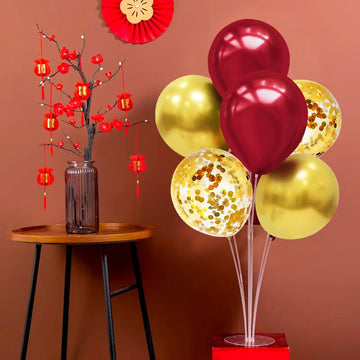 Zjdhpty Red And Gold Balloon Stand Centerpiece Table Decorations For 49Ers Party Birthday Graduation Wedding Mother'S Day Annive