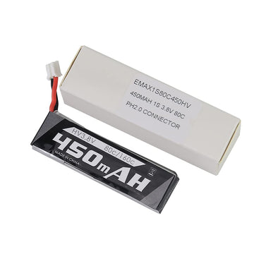 SoloGood 6PCS EMAX 450mAh 1S LiPo Battery 3.8V HV 80C Tinyhawk Whoop HV Batteries PH2.0 for 1S Micro FPV Racing Drone EMAX Quadc