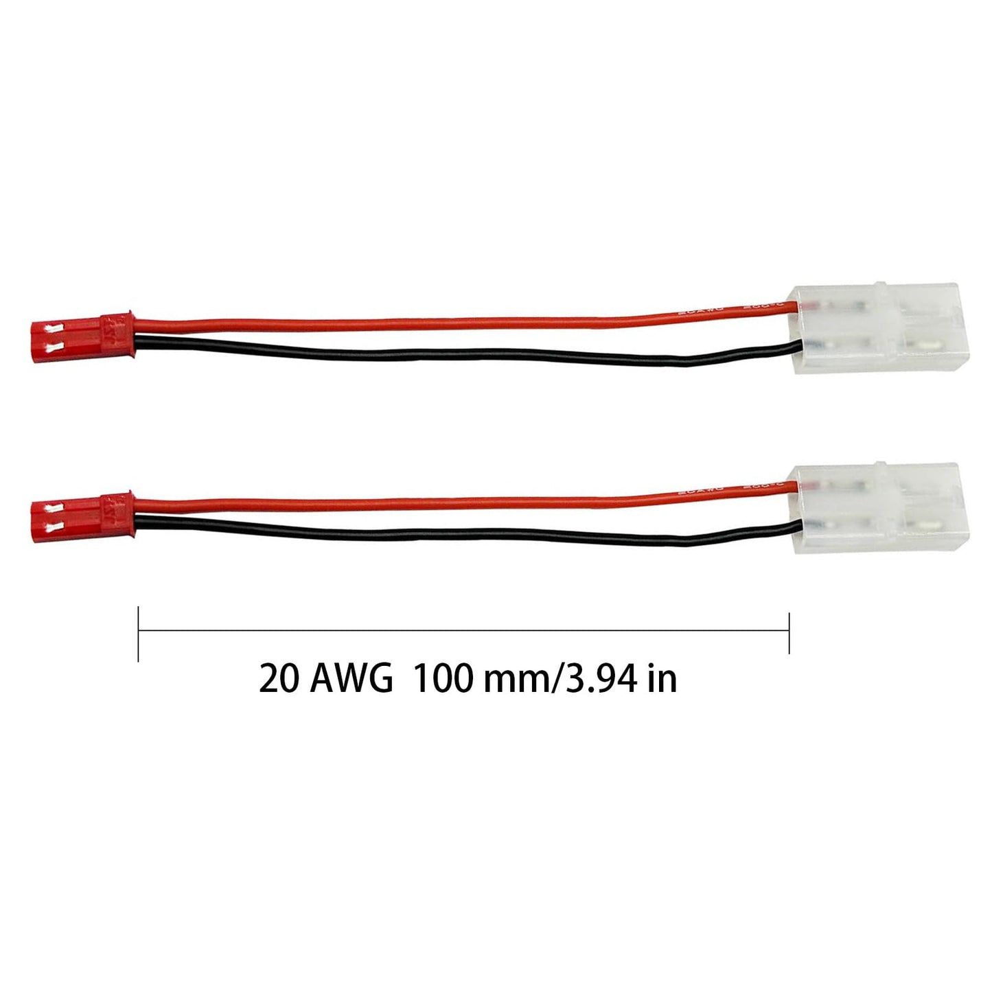 2pairs Compatible with Tamiya to JST Male Female Adapter with 10cm 4in 20awg Wire for RC FPV ESC Speed Controller Lipo Battery C