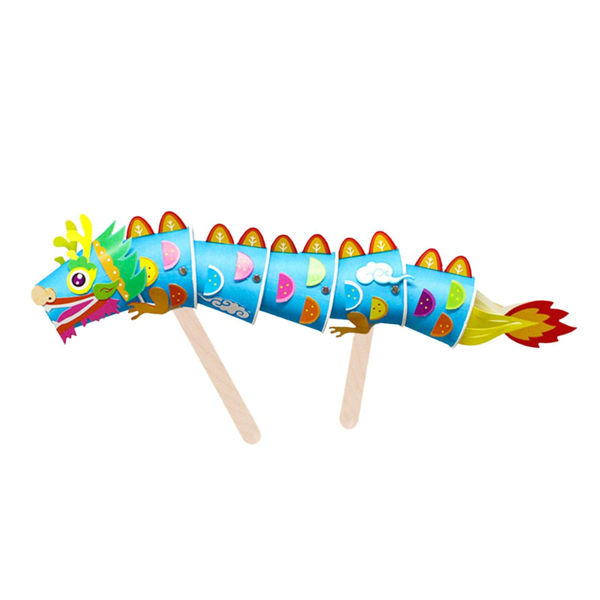 ATORSE Handmade Dragon Paper Cup Handcraft Art Craft Educational Toys for Activity Blue