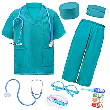 Zzihan Doctor Kit For Kids Doctor Scrubs Nurse Doctor Costume For Kids Veterinarian Surgeon Costume With Pretend Play Stethoscop