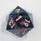 Mini Planet Chonk 50mm D20 DND Liquid Core Polyhedral TTRPG Handmade Dice with Gift Box Aqua E17 LED Flower Skull